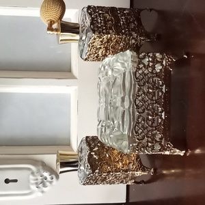 4 piece Vintage vanaty set fillagree and glass